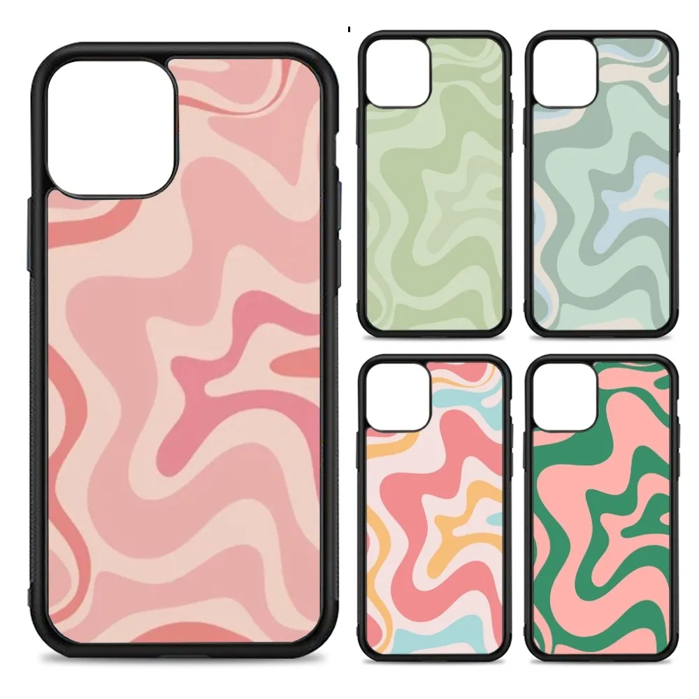 

Retro Liquid Swirl Abstract Phone Case Silicone PC+TPU For For IPhone 11 12 13 14 15 16 Plus Pro Max Cover