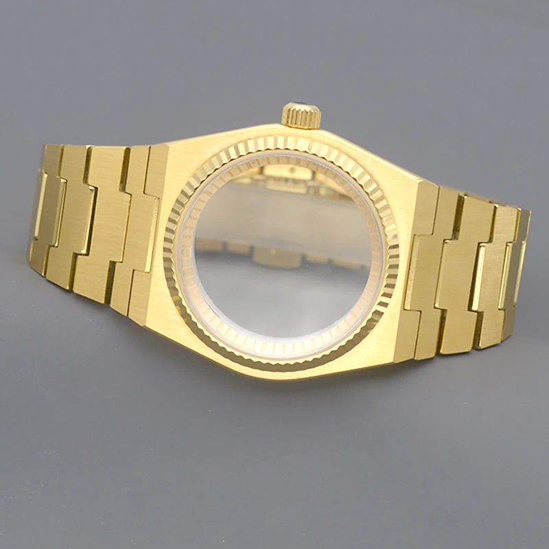 Gold Watch Case Super Player PRX Sapphire Glass Fit NH34 NH35 NH36 Automatic 316L Stainless Steel 10ATM Waterproof Diver Case
