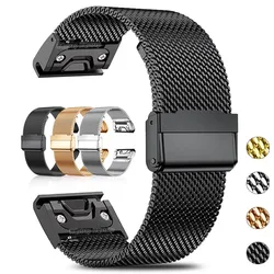 06 Milanese Strap for Garmin 7Pro Fenix 7X 6 Pro 5X 5 3HR Tactix Stainless Steel Bracelet for Garmin Watch Band 26mm 22mm 20mm
