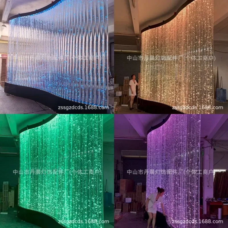 Custom Acrylic Water Curtain Wall Bubble Panel for Lobby Background Decorative Running Water Screen Partition Feature
