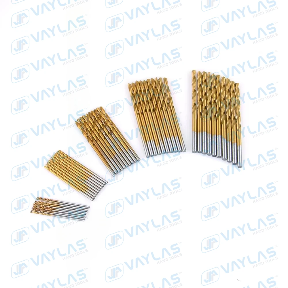 50Pcs Twist Drill Bit Set Saw Set HSS High Steel Titanium Coated Drill Woodworking Tools Kit 1mm/1.5mm/2mm/2.5mm/3mm