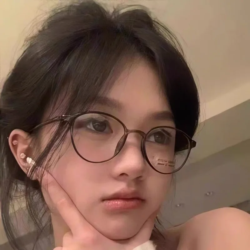 New Women's Round Frame Small Face Glasses Fashion Photography Decorative Glasses Anti blue light protective Eyewear
