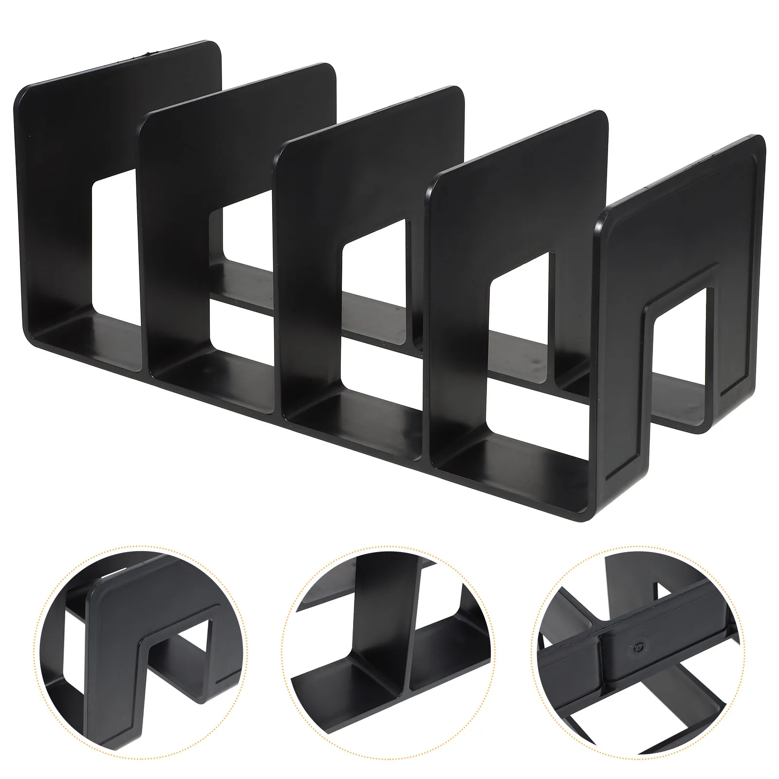 Decorative Book Holders File Storage Rack Stand for Shelf Desk Bookend Black Plastic