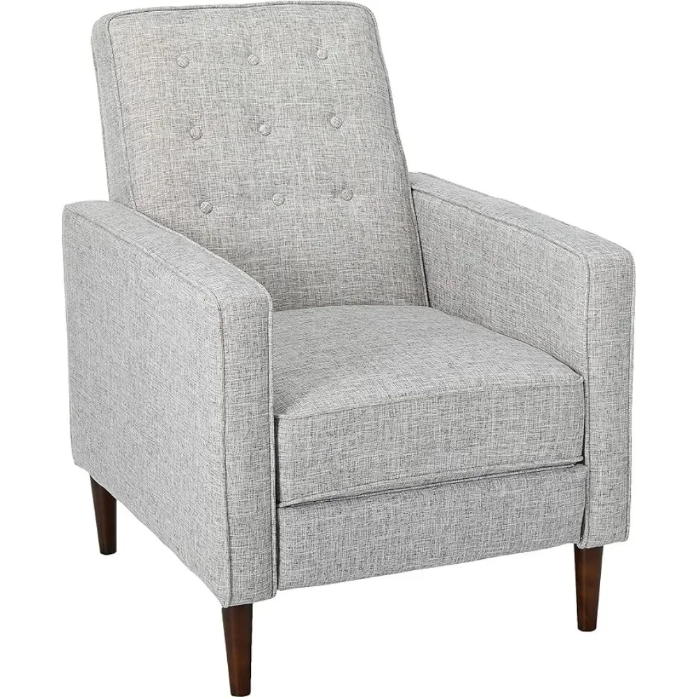 

Macedonia Mid Century Modern Tufted Back Fabric Recliner (Light Grey Tweed) Bedroom Chair Furniture