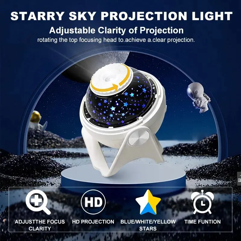 Creative Starry Sky Projection Light with 7 Light Effects USB Plug in Space Galaxy Atmosphere Night Light