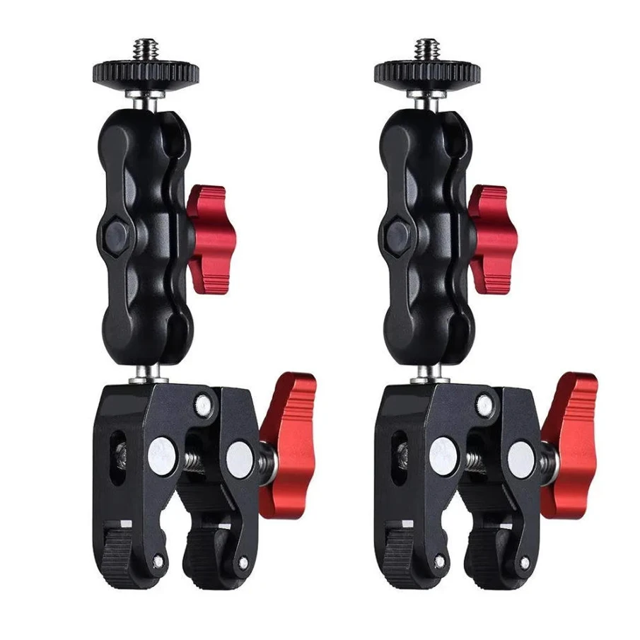 2세트 슈퍼 클램프 카메라 클램프 마운트 모니터 360 °   DSLR 카메라/고프로/LED 조명용 볼헤드 매직 암 더블 볼헤드 어댑터