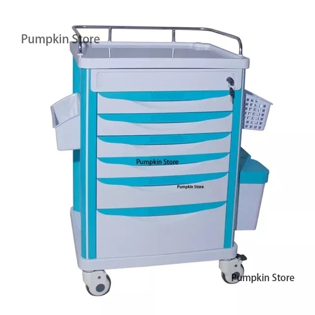 Hospital furniture ABS Blue Moving Medicine Cart Medical Trolley