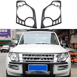 Car Front Lamp Hoods Fit For Mitsubishi Pajero 2007-2022 ABS Matte Black Front Headlight Cover Decorative Frame Accessories