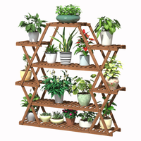 Wooden Balcony Flower Stand Inddor Ladder Shelf Home  Pot  Multi-layers Wood Plant  Garden 