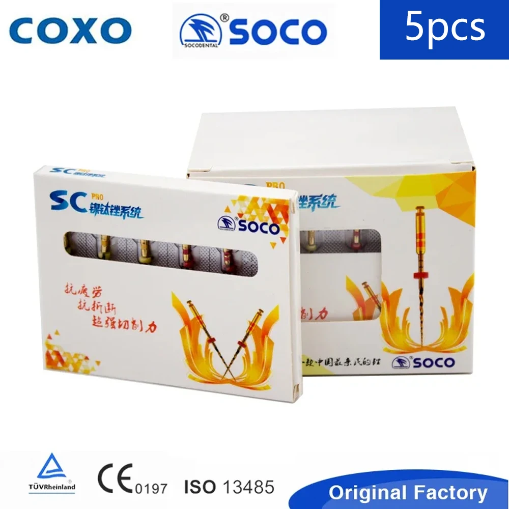 

COXO SOCO SC PRO 5PCS Dental Root Canal File Heat-Activated Rotary Nitinol Tooth Pulp Files Thermally Activated Nickel-Titanium