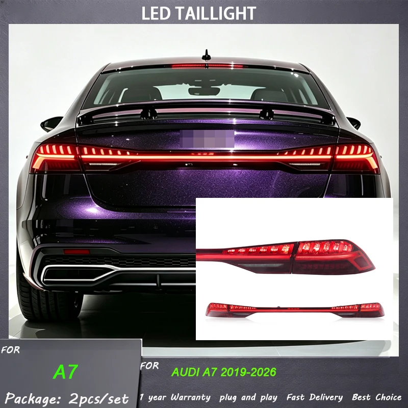 For Audi A7 2019 2020 2021 2022 -2026 Upgrade LED Tail Light Assembly With DRL Dynamic Turn Signal Projector Lens Plug And Play