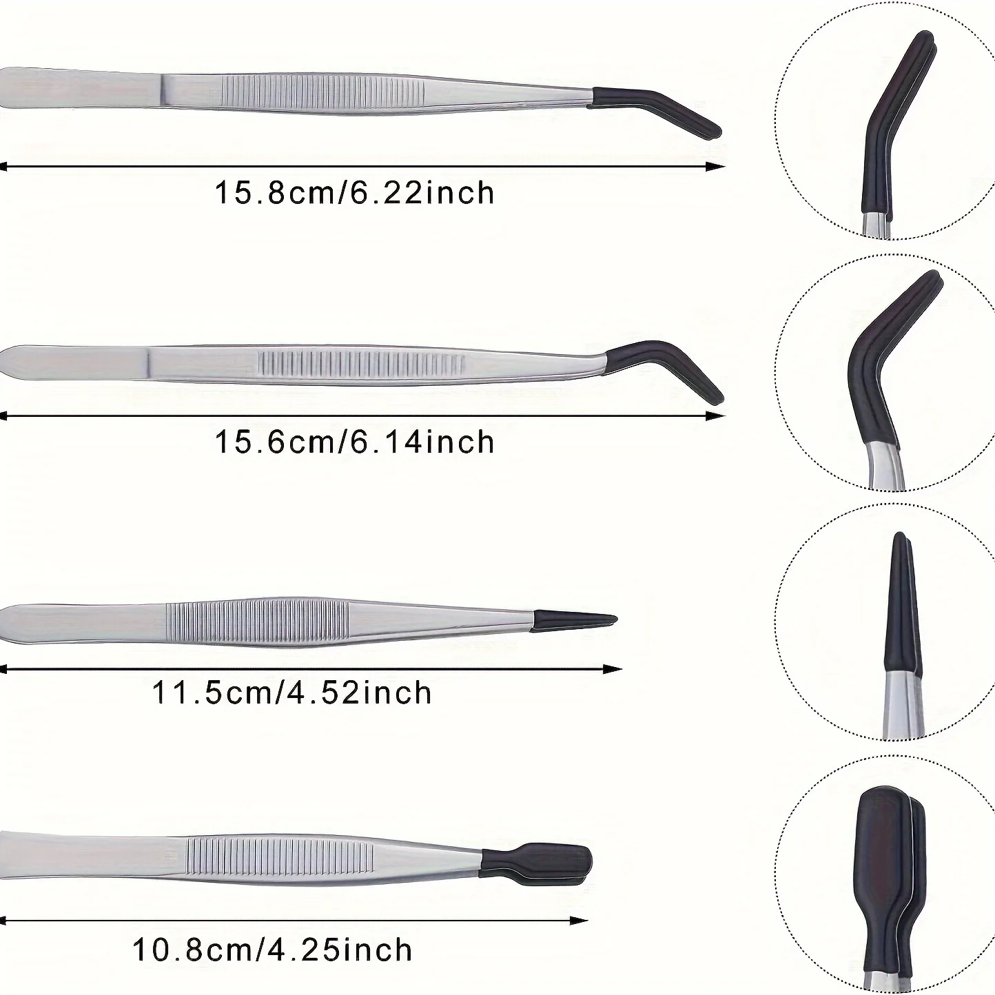 ゴムチップ付きスタンプピンセット4個セット ステンレススチールクリップ 工業用ジュエリー、クラフトツール、コイン、スタンプ クリスマスギフト