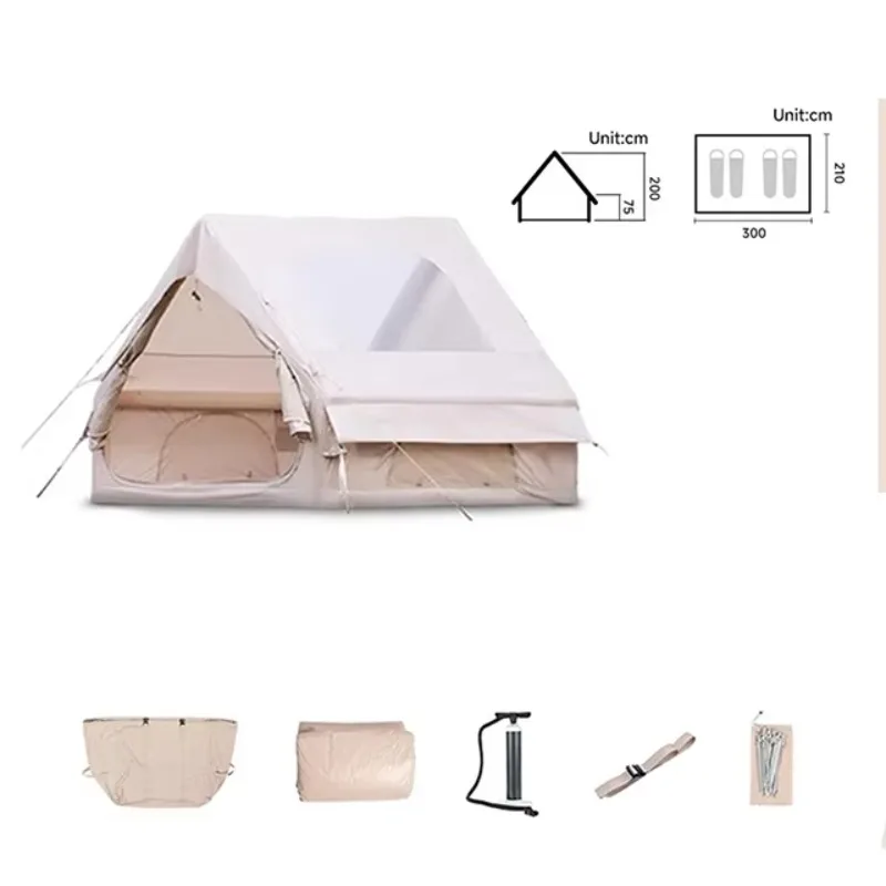 حار بيع النمط الصيني خيمة قابلة للنفخ مستقرة مع سرير مرتفع مزدوج للتخييم في الهواء الطلق