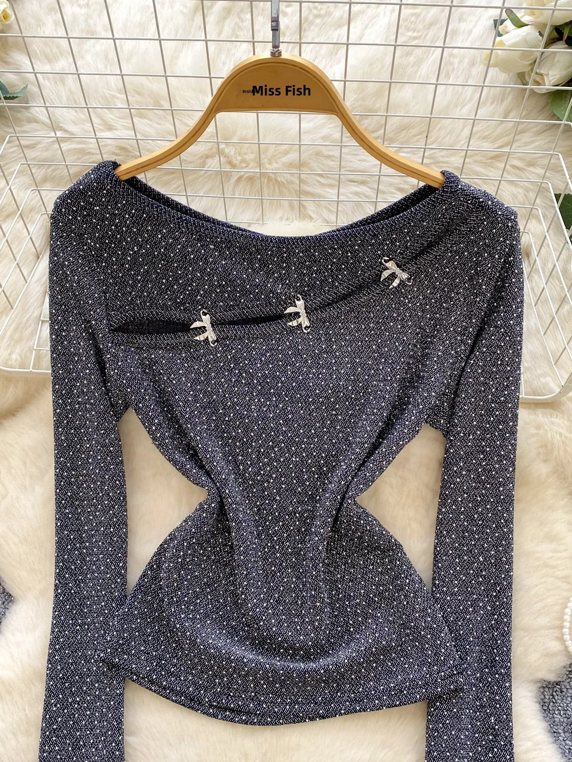 Faionable Slim Fit Long Sve Hollow out Button Design T-Shirt Damen Base Layer irt Diamond Heat Transfer Herbst Sle