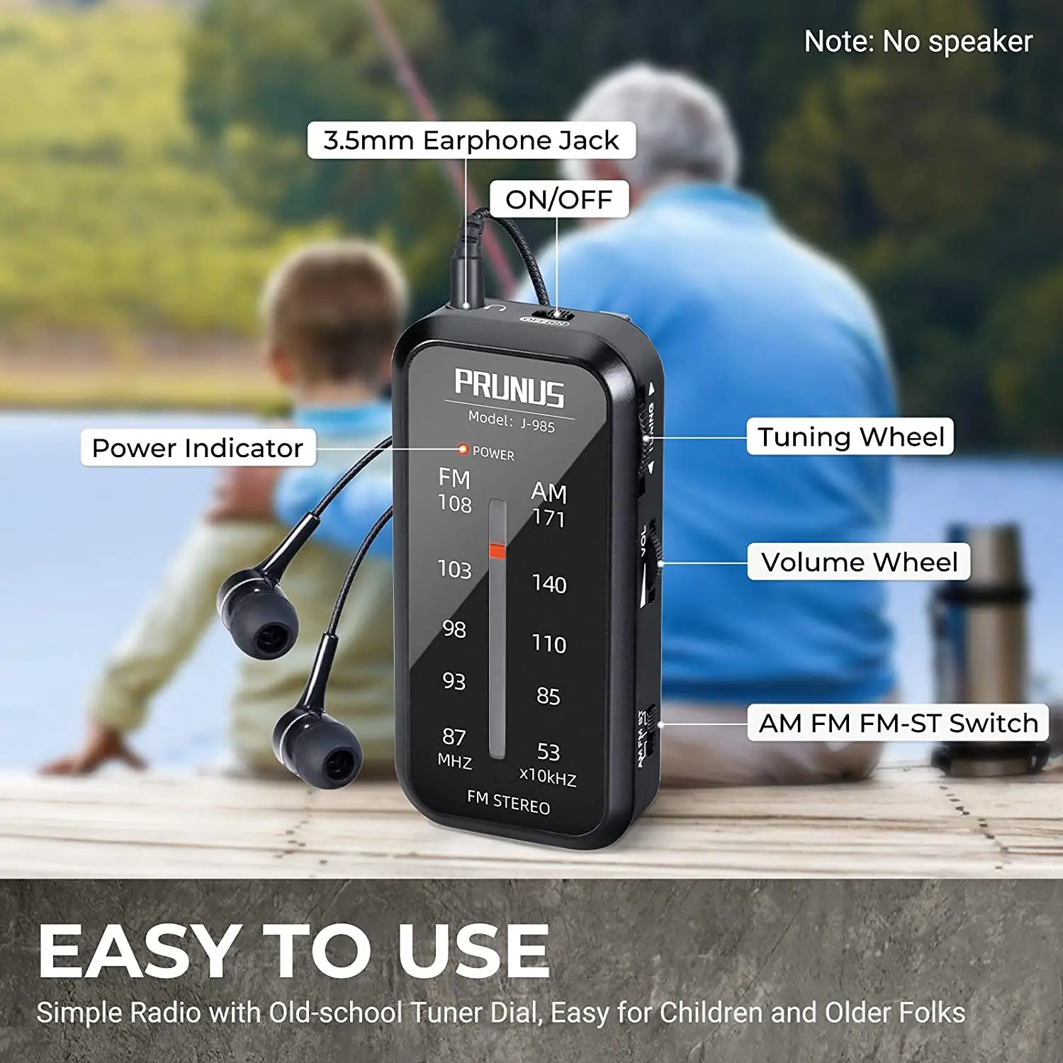 วิทยุ FM Mini สเตอริโอวิทยุแบบพกพาวิทยุประกอบด้วยหูฟัง,ด้านหลังคลิปและสัญญาณ,