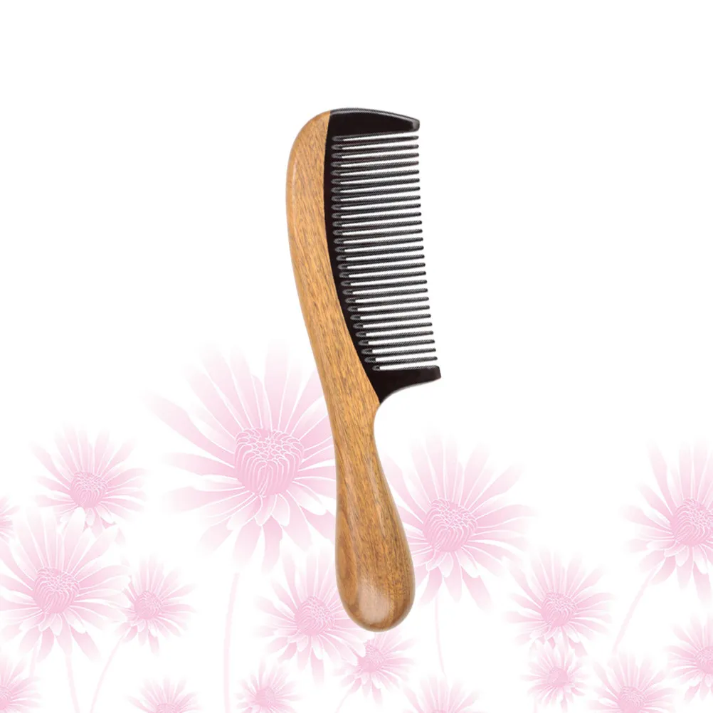 

Sandalwood Hair Comb Round Handle Teethed Anti-Static Head Massage Comb Natural Wood Hairdressing Accessories for Home Barber