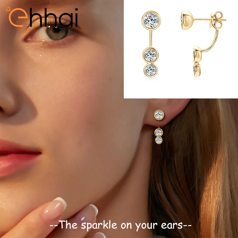 

Ehhai серьги-гвоздики из муассанита с круглым вырезом для пирсинга для женщин, настоящее серебро S925, ювелирные изделия, подарки Aretes