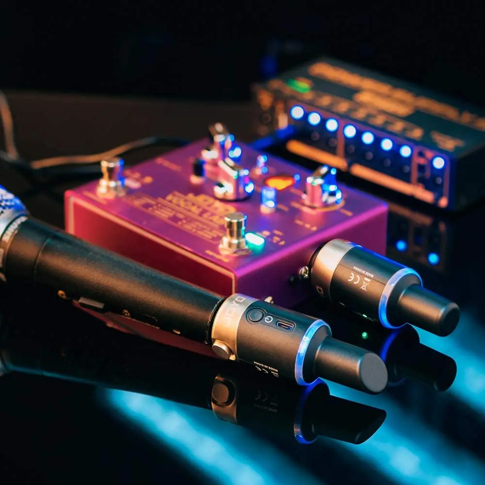 JOYO MW-1 5,8 ГГц Беспроводная система микроконвертера XLR-передатчик-приемник Диапазон 100 футов 5 мс с задержкой 4-канальный для микрофонов/микксеров/DSLR
