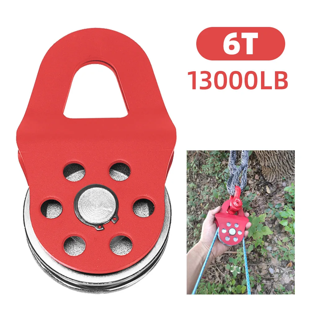 Heavy Duty Snatch Block Towing Pulley for Steel Cable Synthetic Rope Reliable 6T Load Bearing Capacity Sheave for Truck ATV UTV