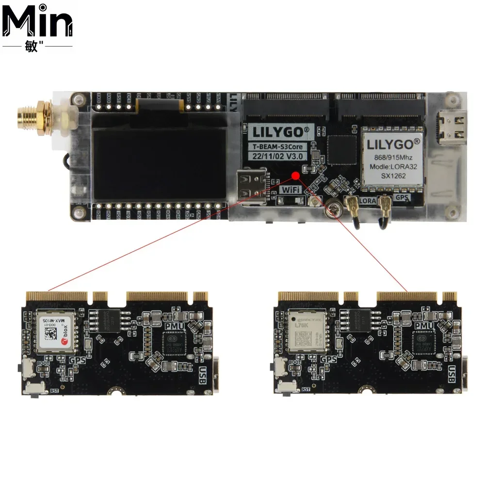 ESP32-S3 LoRa Development Board with SX1262 868 915MHz GPS L76K WiFi Bluetooth 1.3inch OLED Display