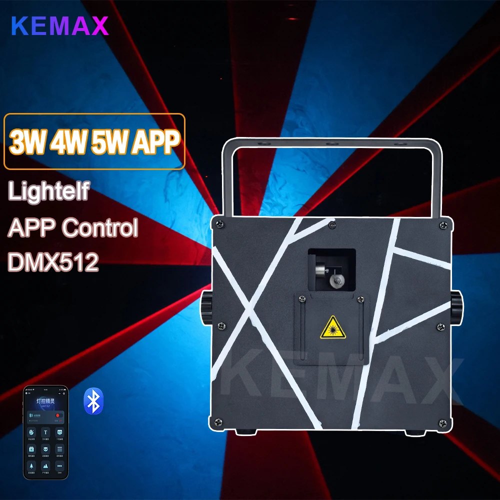 

Bluetooth APP Control 3W 4W 5W DJ Lazer Light DMX Беспроводной сканер луча RGB Лазерный куб-проектор 3D Анимация Эффект сценического клуба
