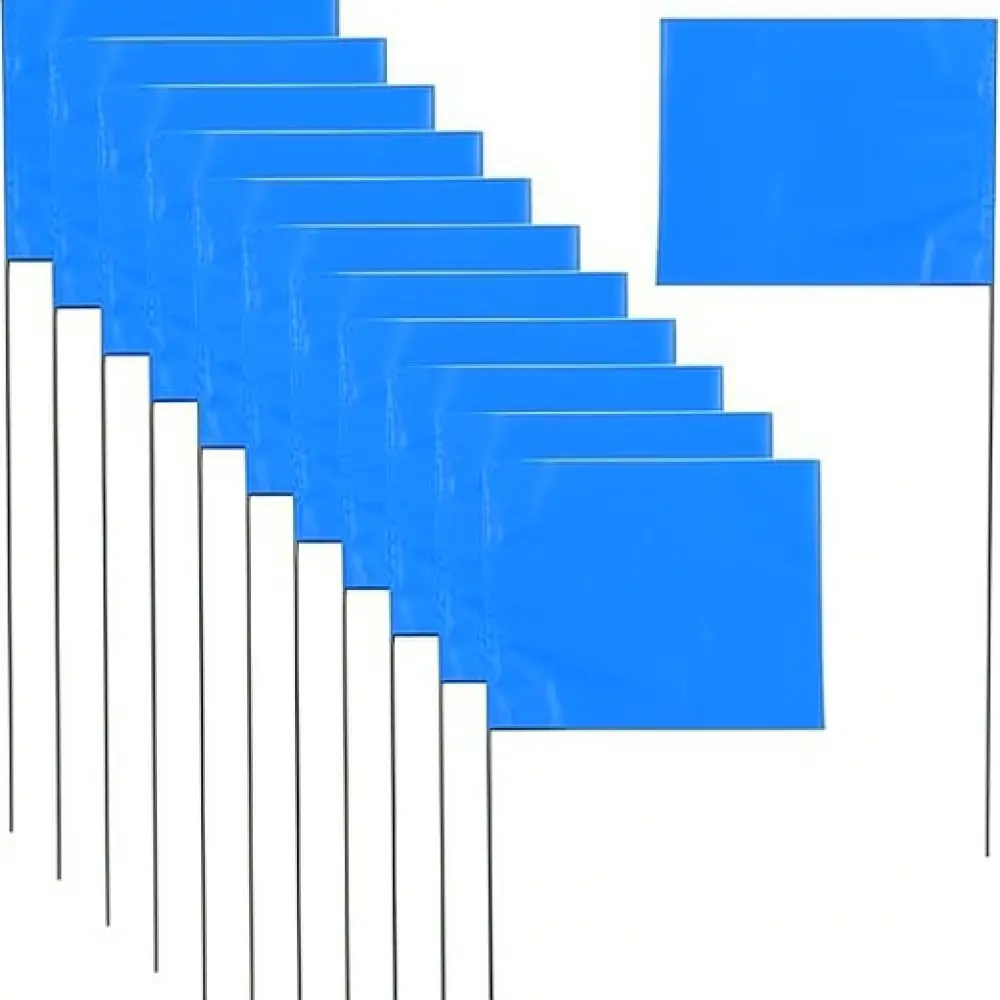 Red Blue Marking Flags Garden Landscaping Stakes Survey Flags Lawn Yard Outdoor Construction Site Marker Wire Staff