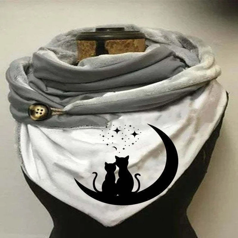 Foulard et châle en molleton chaud décontracté pour femmes, mignon, Animal avec boutons, imprimé en 3D