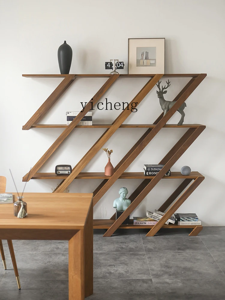 Zf Solid Wood Bookshelf Living Room Study Silent Wind Wall Display Stand