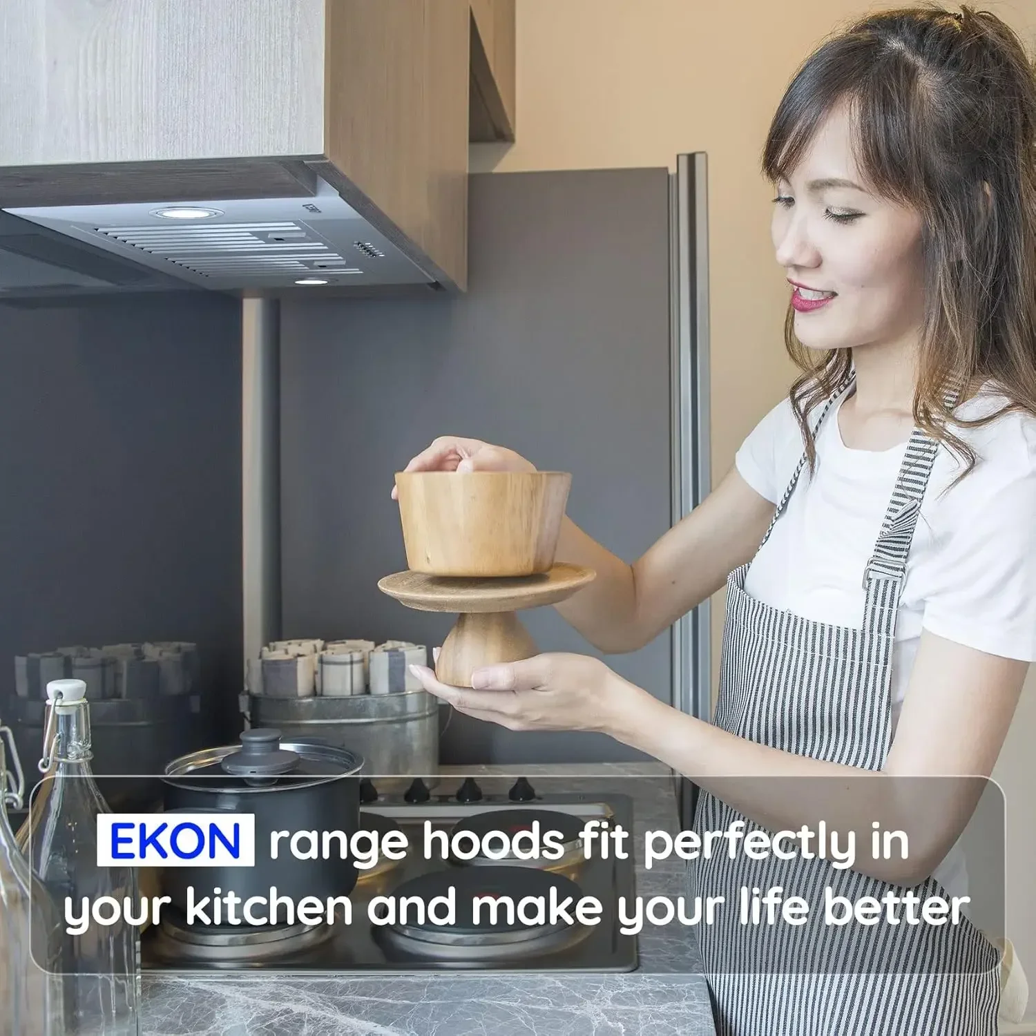 Range Hood Insert, EKON NAB01-30IN 900CFM Built-in Range Hoods Ducted/Ductless with 4-Speed Soft Touch Panel Control