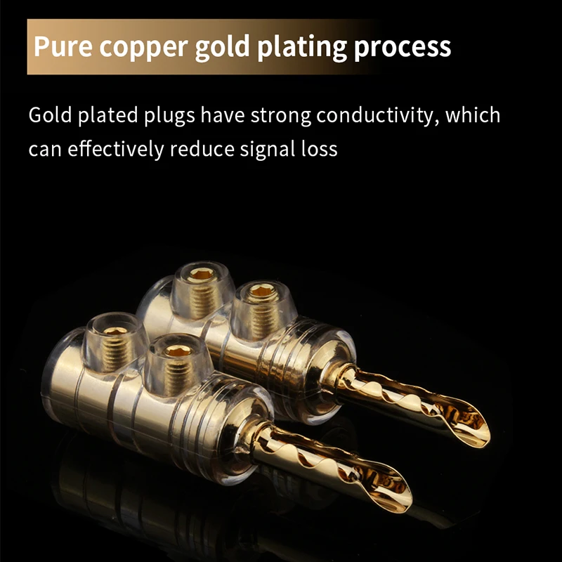 8Pcs HiFi Audio Adapter Copper Gold Plated Banana Plug Amplifier Speaker Cable Connector for AMP CD Player Speaker