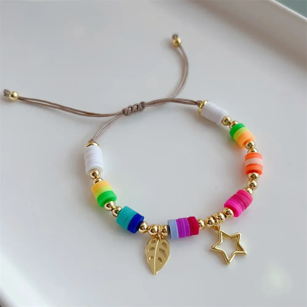 أساور KKBEAD-بوهو للنساء ، ورقة ، سحر النجوم ، حبات هيشي الملونة ، مجوهرات للفتاة والصديق