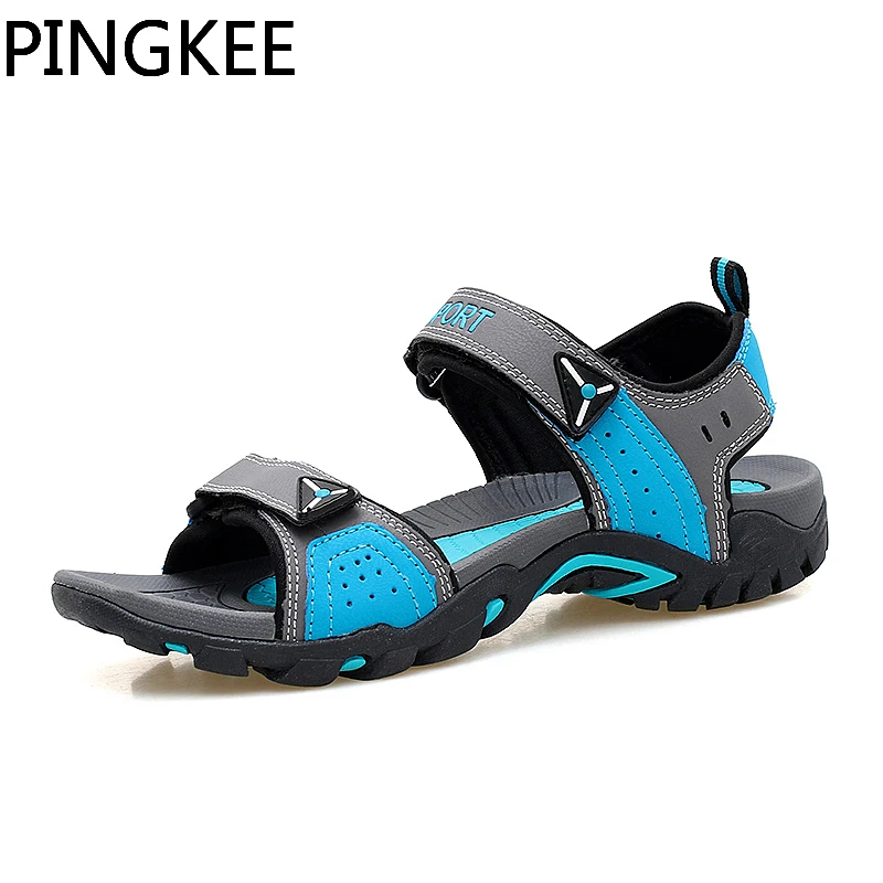 PINGKEE Super Lightweight Men\'s Summer Open Toe Lace Lock Water Aqua Webbing Lining Cross Strap Man Summer Beach Sandals For Men