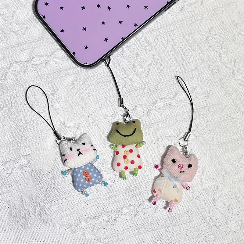 Llavero con colgante de rana, cerdo y gato para mujer, diseño sencillo, cadena para teléfono, llavero de animales adorables para bolso o coche, para chicas jóvenes