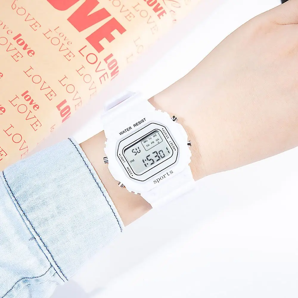 Унисекс, повседневные спортивные часы для студентов, регулируемые наручные часы, светодиодные цифровые часы, женские и мужские электронные часы, часы для пар