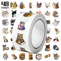 1Roll(500Pcs) Lovely Pet Cats Meme Stickers 2.5cm/1.0'' 48 Designs Decal Labels for Kids Teachers Gifts Package Home Decoration