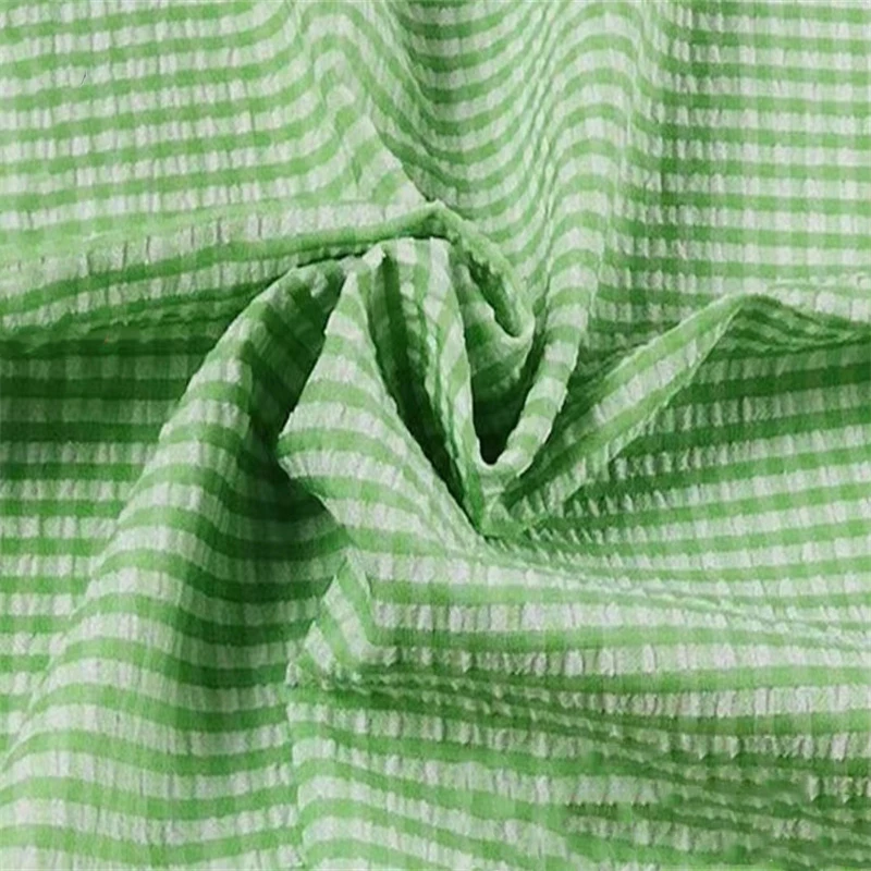 

50x140cm Thin Seersucker Plaid Fabric for Children Clothing Dress Shirts Pants Tablecloth Curtain DIY Sewing Stripe Cloth Summer