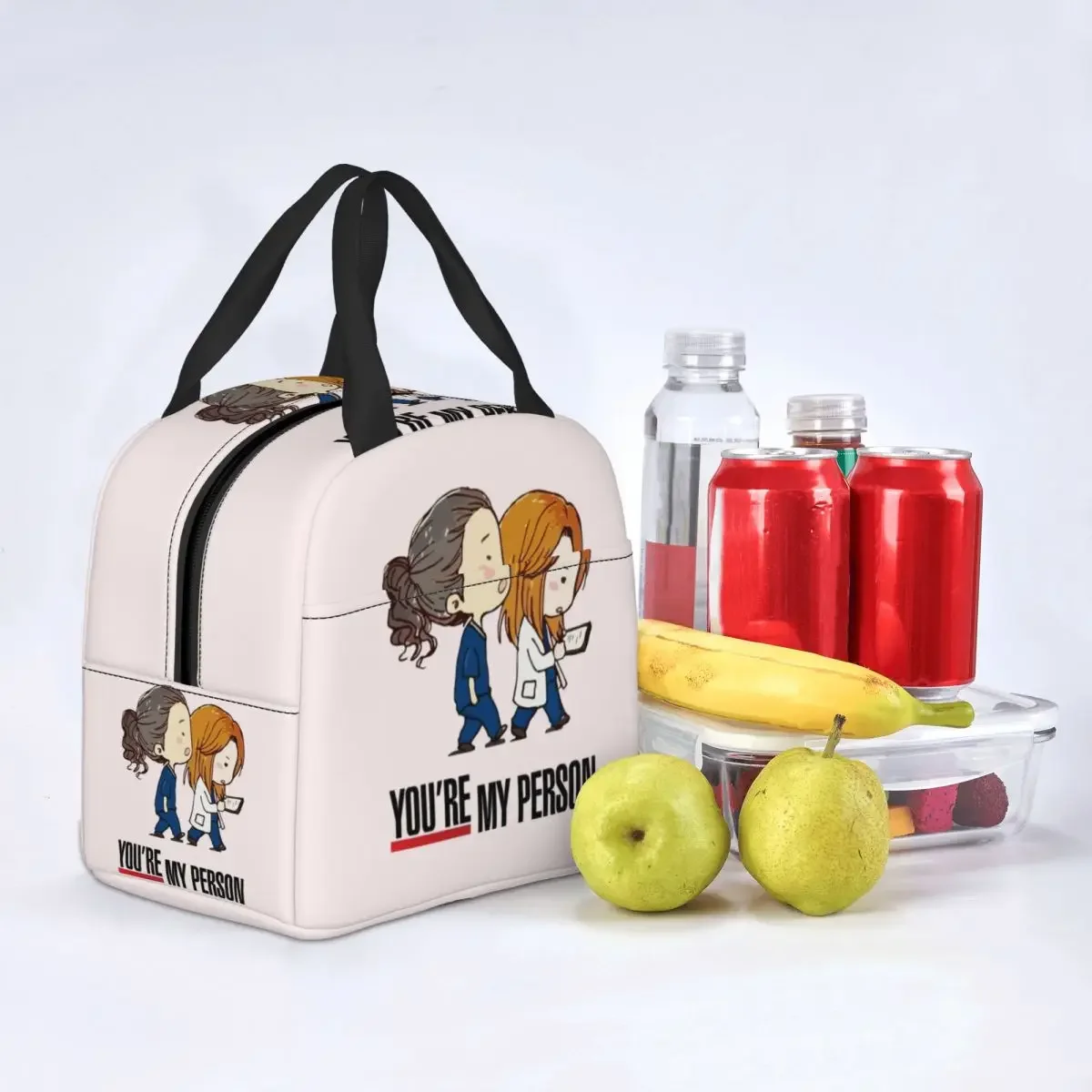 You Are My Person Grey Anatomy Lunch Bag Leakproof Picnic Thermal Cooler Insulated Lunch Box For Women Kids Tote Bags