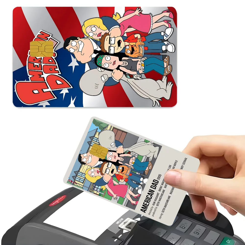 American Dad Kreditkarten-Haut-Aufkleber für VISA, Bankkarte, Transportkarte, wasserfester Aufkleber, kratzfest, Geschenk für Frauen