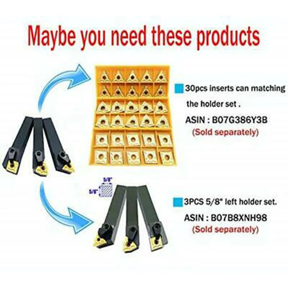 

Premium 3PCS 58 CNC Lathe Excircle Indexable Carbide Turning Tool Holder Bit Set, MTJNR1616H16 + MWLNR1616H08 + MCLNR1616H12