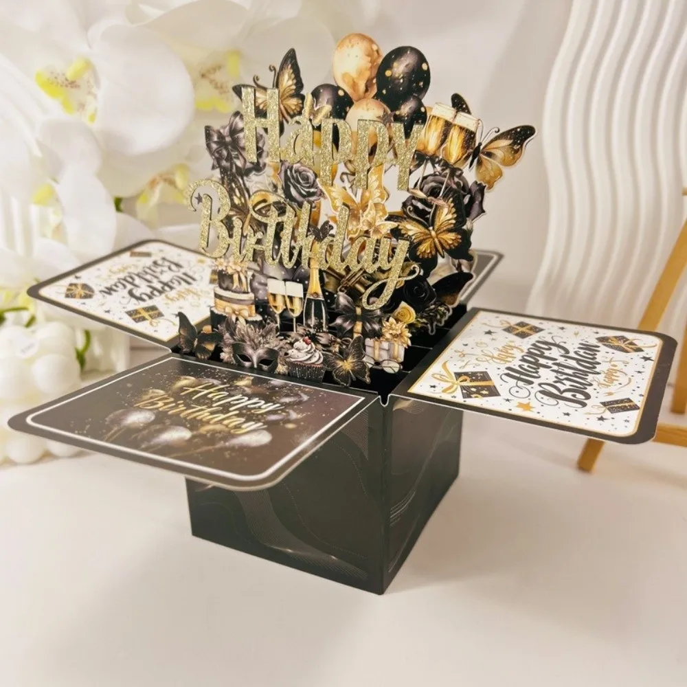 

Handmade With Envelope 3D Birthday Card Flowers Theme Cartoon Pop-Up Birthday Card Butterfly Design Message Card Gift