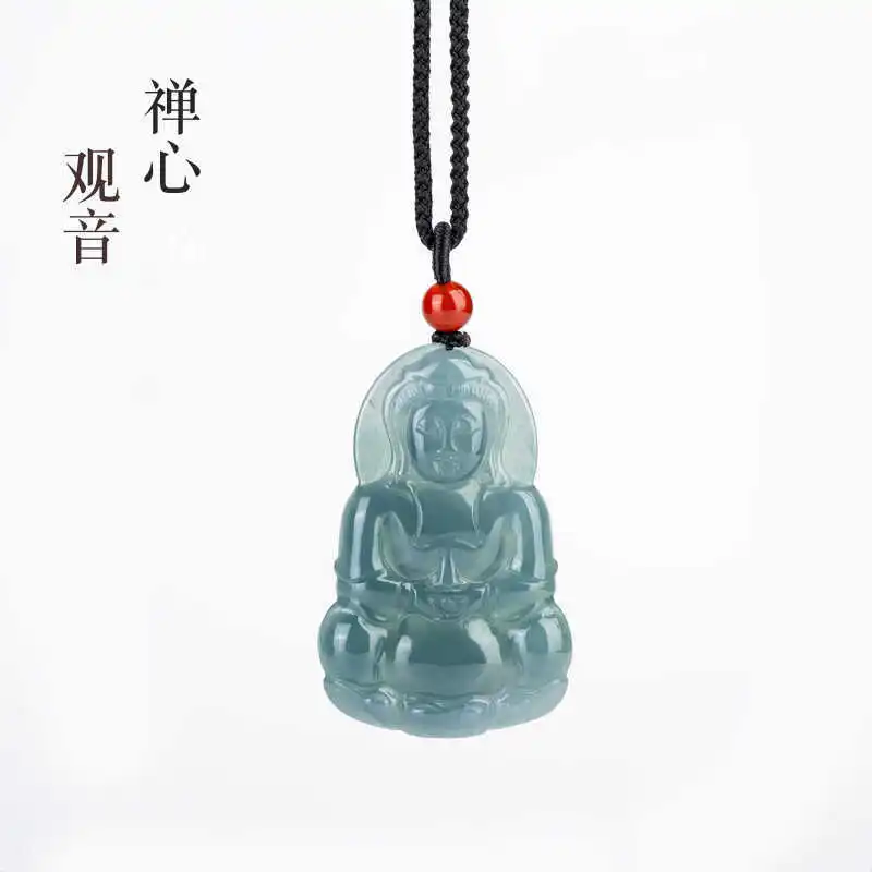 

Ювелирные изделия из натурального нефрита A+ Жадеит Озеро Зеленый кулон Гуаньинь