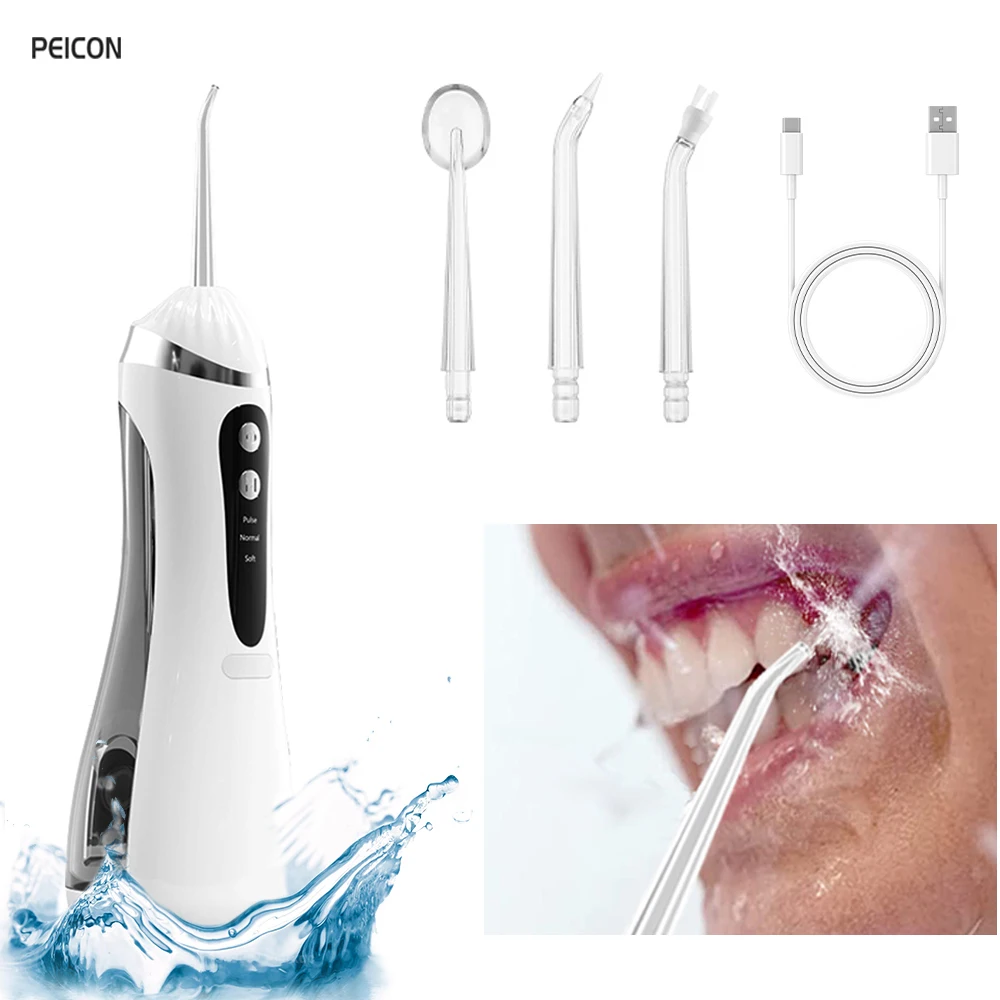 

Portable Electric Oral Irrigator Water Flosser for Teeth Cleaning USB Rechargeable Waterproof with 4 Jets 200ML Dental Water Jet