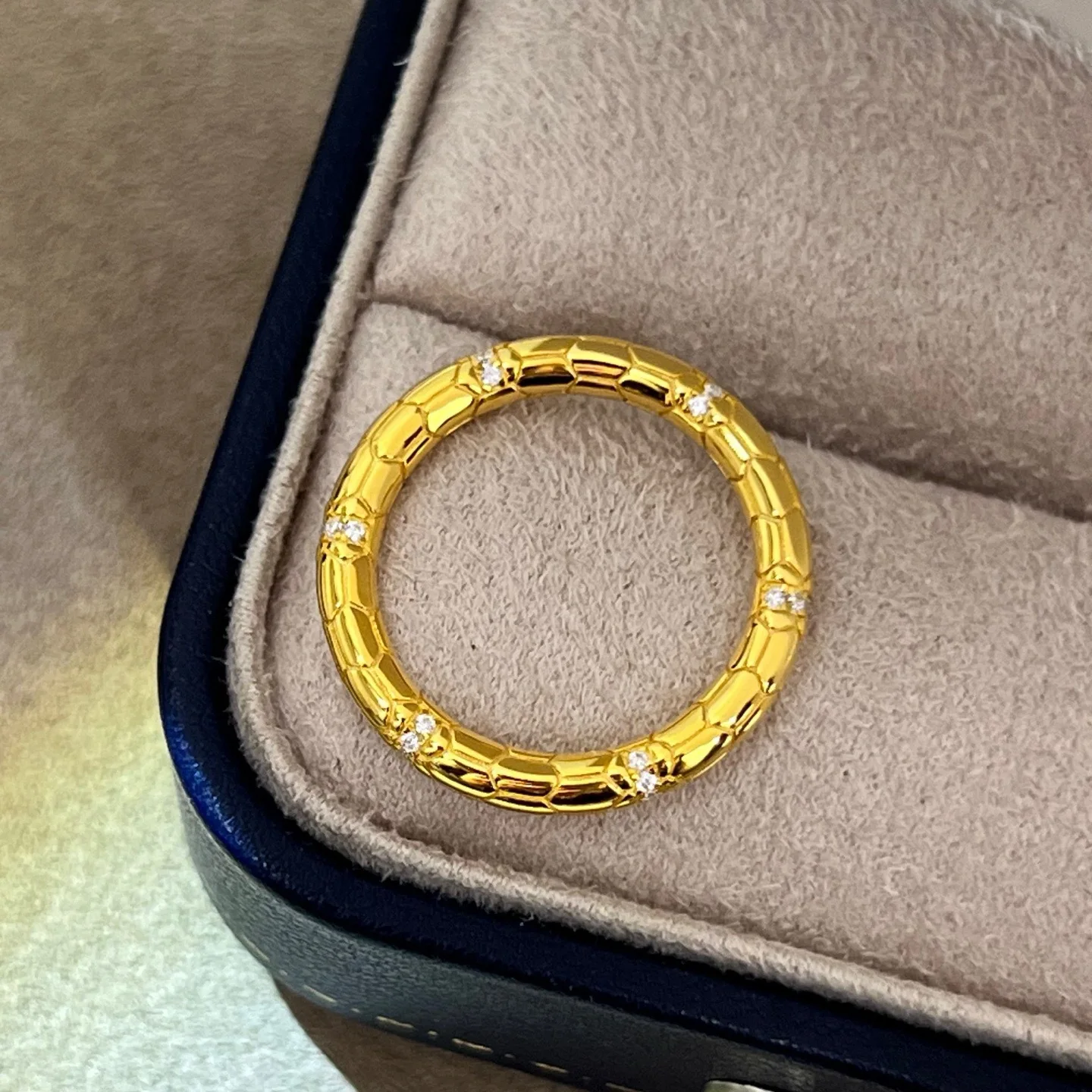 

High Quality 100% 925 Silver 18K Gold Plated Snake Scale Patterns Rings For Women Fashion Jewelry