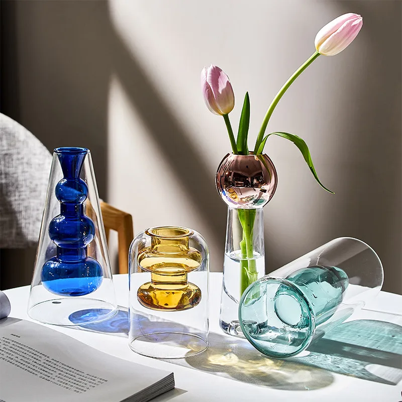 Glass Vase Nordic Home Decoration Accessories Hydroponic Vases for Flowers Terrarium Transparent Decorative Vase Room Decor