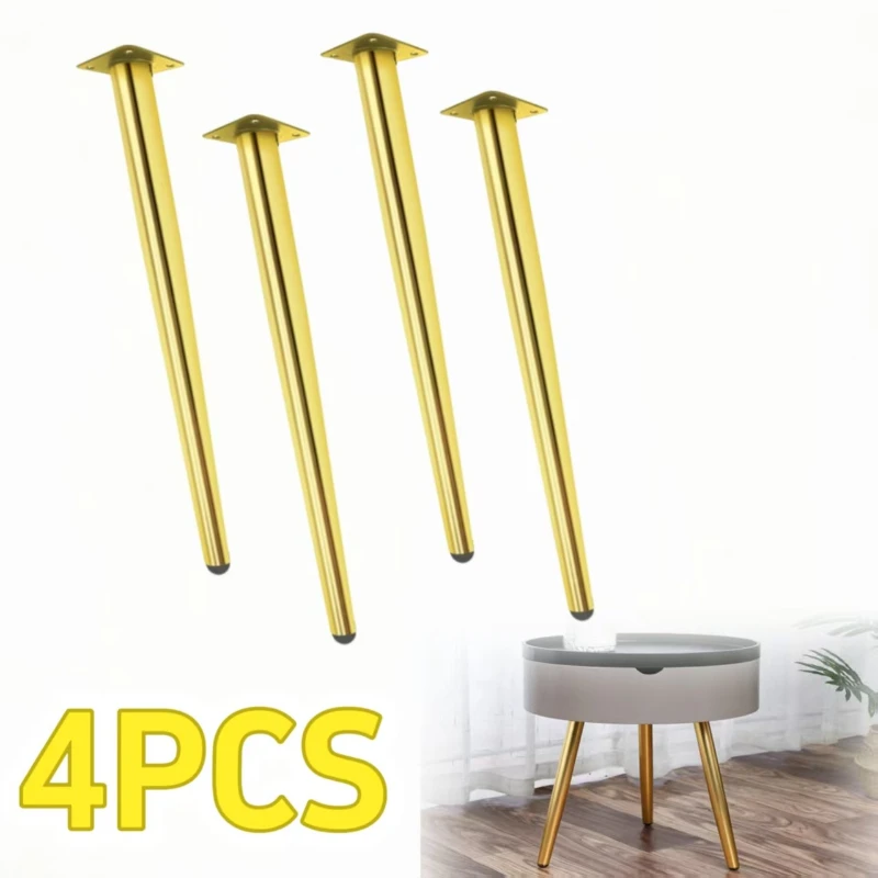 4Pcs 45cm oblique golden Metal Furniture Legs Height Cone Sofa Feet for Bathroom Cabinet Bed Chair Coffee Table Replacement