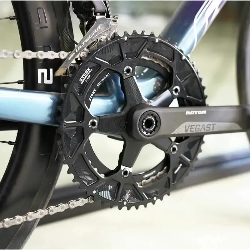シマノ用ダブルチェーンリング,11-12スピード,130 bcd,5ボルト,53 t