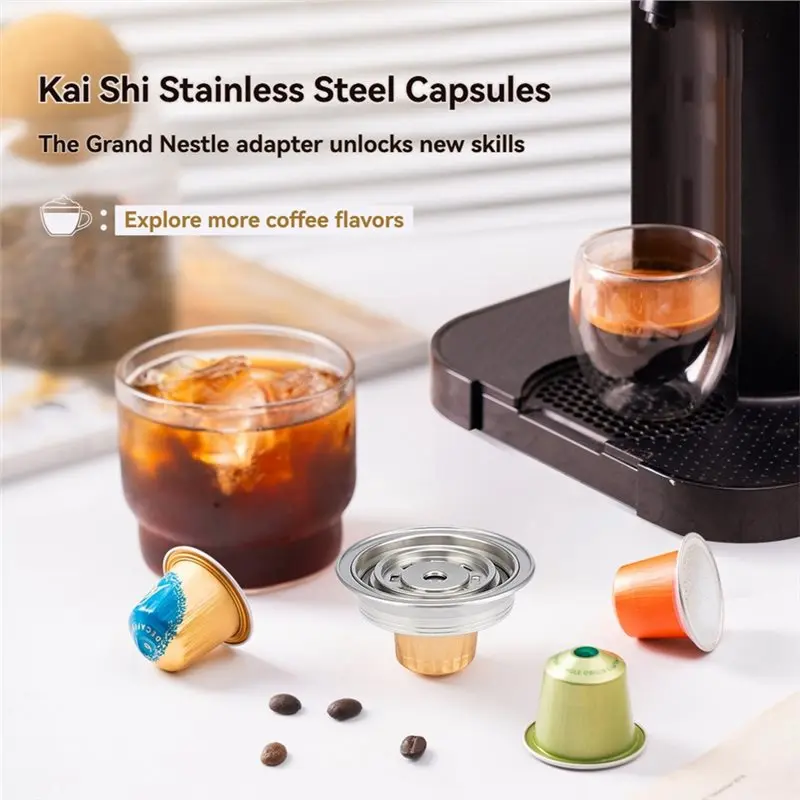 B51CNEW! For Home Office For Virtuo Machines Compatible 2PCS Coffee Pods Adapter Stainless Steel Converter Reusable Capsule Hold