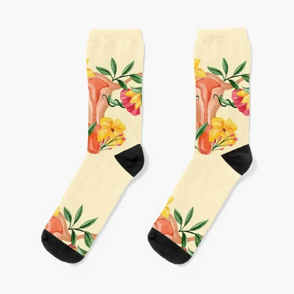 

Floral Uterus and Ovaries Woman Reproductive System Socks Stockings man compression custom sports Woman Socks Men's
