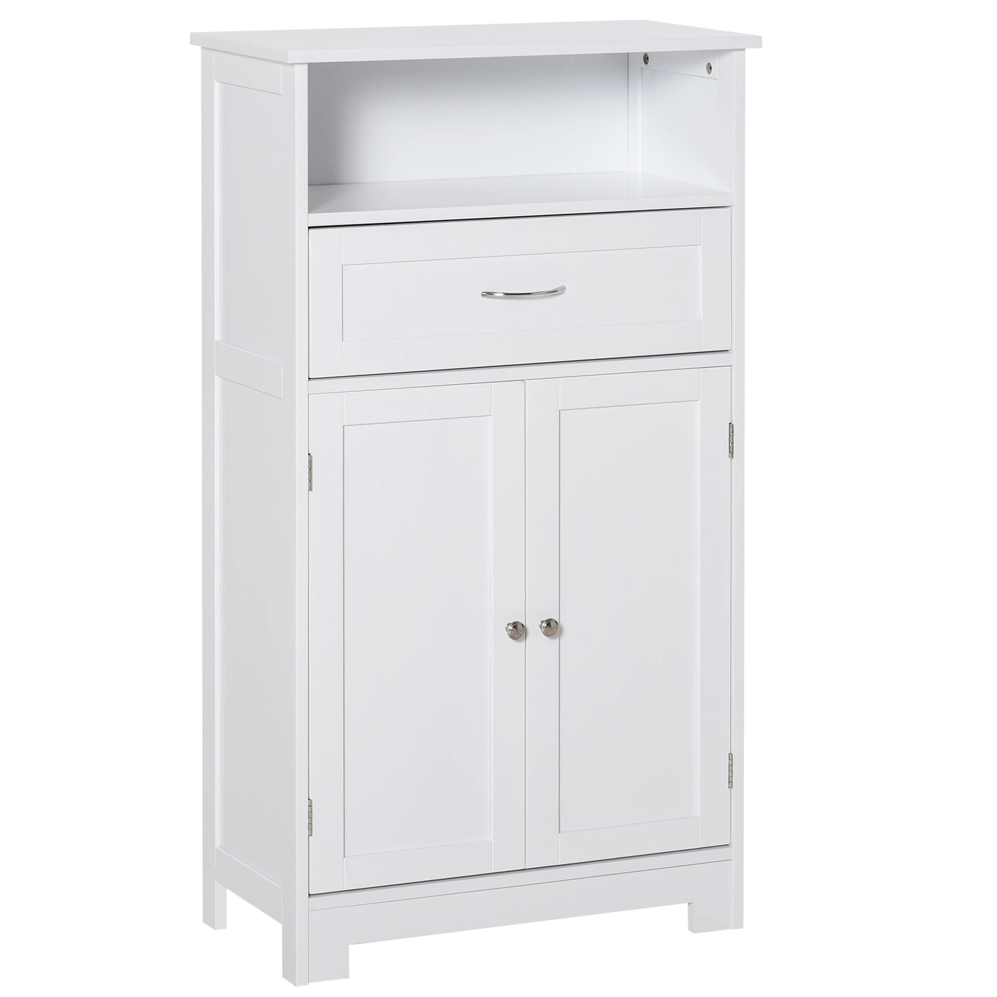 Kleankin Modern Bathroom Floor Cabinet, Free Standing Storage Cabinet, Linen Cabinet with Drawer and Adjustable Shelf, White