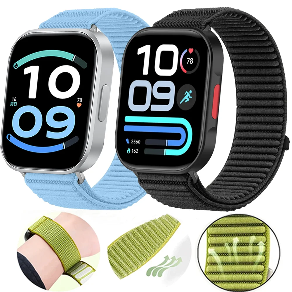 Sports Nylon Wave Loop Strap for Redmi Watch 6 5 4 6 Active 6 Lite Breathable Bracelet Xiaomi Mi Band 10 Pro 9 Pro 8 Pro Correa